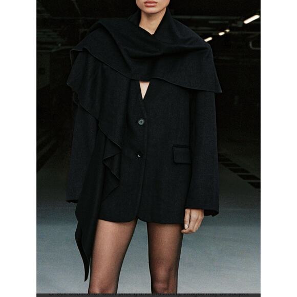 Nwt-Zara- OVERSIZE BLAZER WITH WOOL SCARF-XS/S - Picture 1 of 7